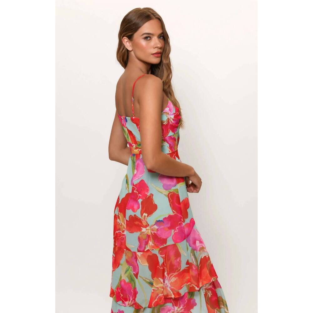 NEW HUTCH twist front tiered dress in watercolor - Picture 3 of 5